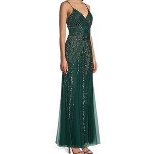 NEW With Tag  - Mac Duggal Sequin Embellished Spaghetti Strap Gown Size 6